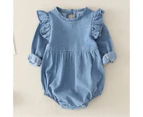 Baby Girl Flying Denim Full Sleeve Rompers