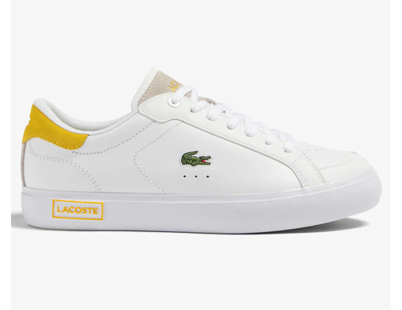 Lacoste Women's Powercourt Leather Sneakers - White/Yellow