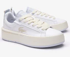 Lacoste Women's Carnaby Platform Monogram Leather Sneakers - White/Turquoise