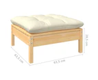 Garden Footstool with Cream Cushion Solid Pinewood