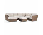 Coco Lounge - Package C - Huge Modular Corner Chaise Lounge - Outdoor Wicker Lounges - Brushed Wheat