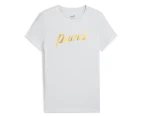 Puma Girls' Essentials+ Script Metallic Tee  / T-Shirt / Tshirt - Silver Mist