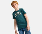 Puma Boys' Squad Big Graphic Tee / T-Shirt / Tshirt - Cold Green