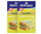 2 x 40pk Hercules Degradable Sandwich Bags