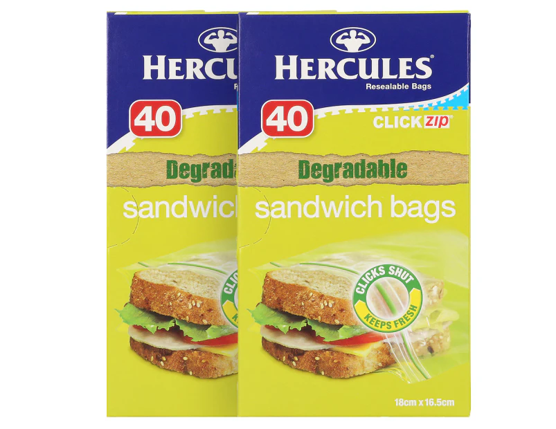 2 x 40pk Hercules Degradable Sandwich Bags