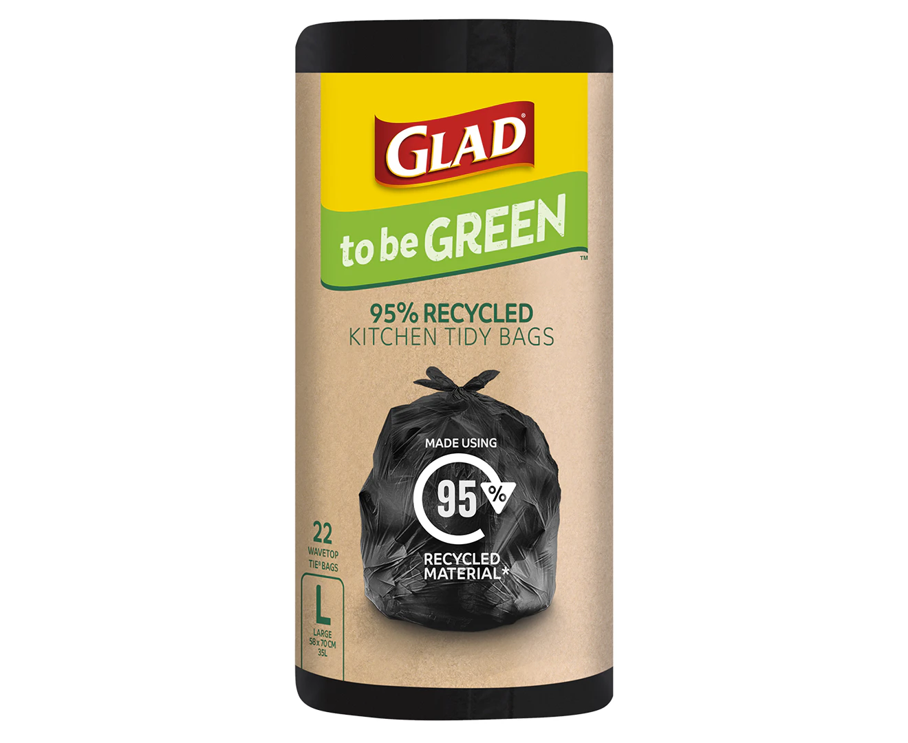 Glad to be Green Large 35L Recycled Kitchen Tidy Bags 22pk