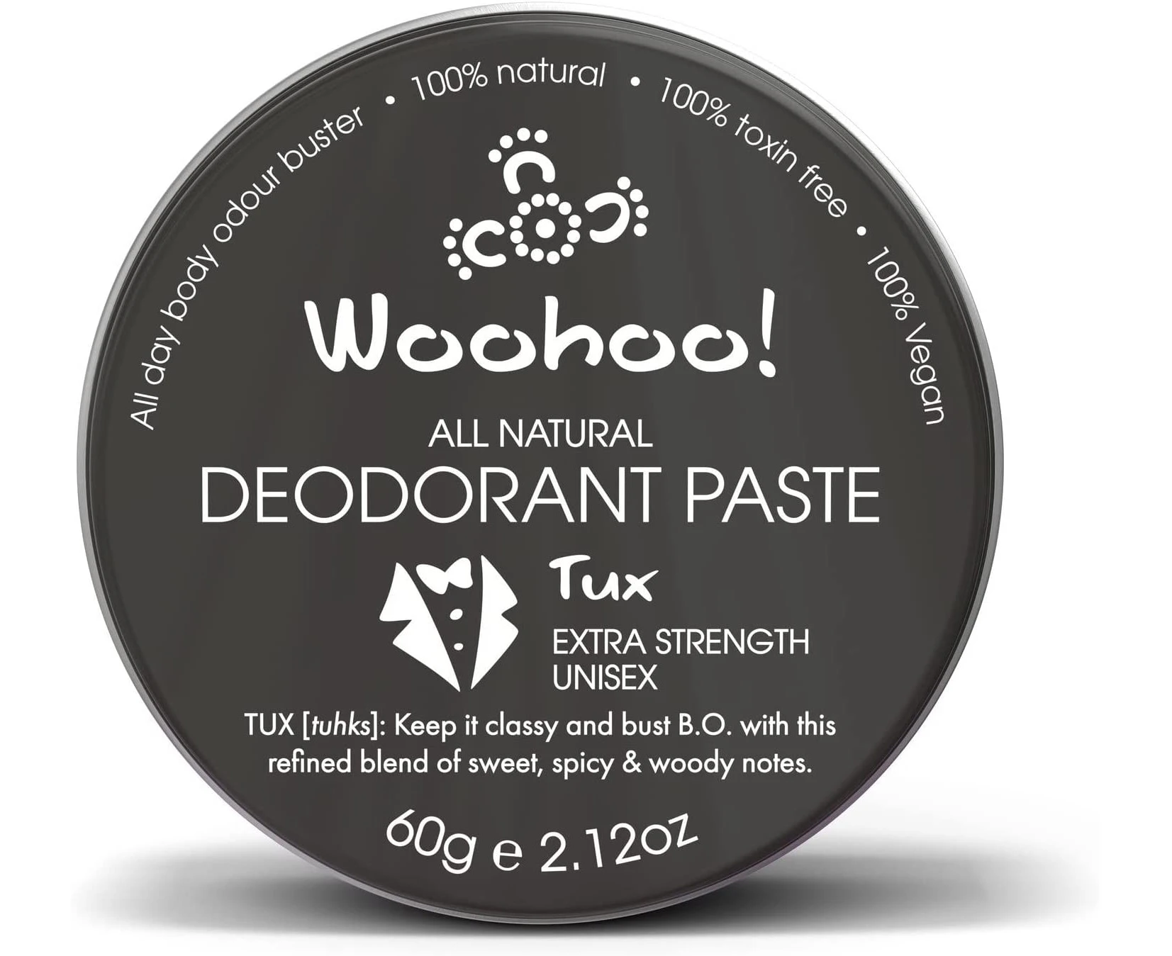 Woohoo Body All Natural Deodorant Paste 60 g, Tux