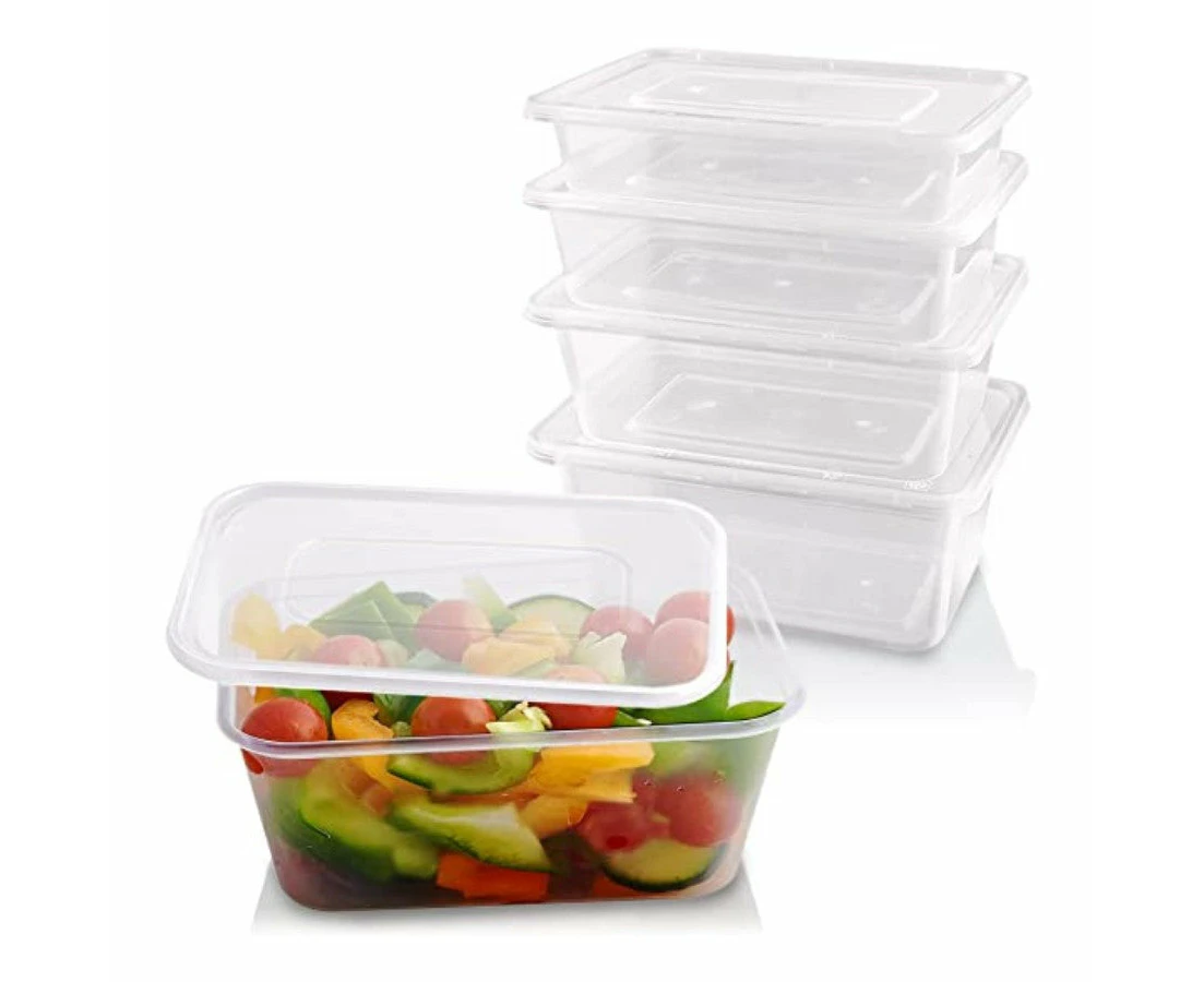 5pk 750ml Rectangular Reusable Food Containers with Lids