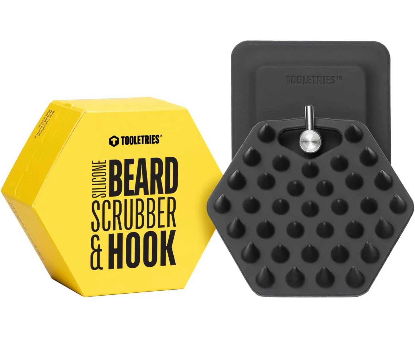 Tooletries - Beard Scrubber with Hook - Silicone Beard Brush & Beard Exfoliator For Men - Deep Cleans & Unclogs Pores - Soft-Touch Bath & Shower Accessorie