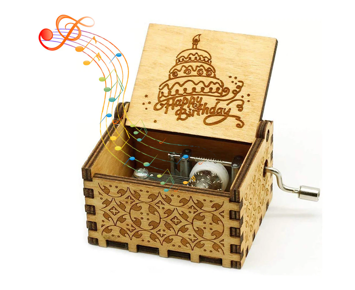 Wood Music Boxes, Laser Engraved Vintage Wooden Sunshine Musical Box Gifts for Birthday/Christmas/Valentine's Day