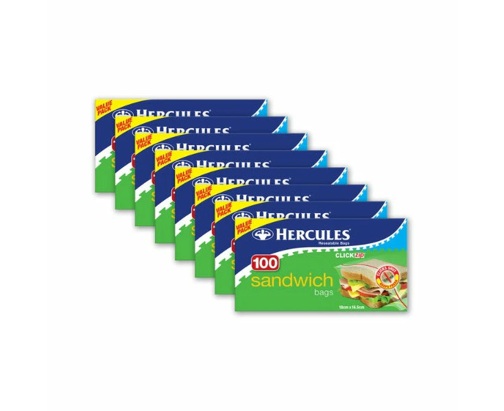 100pk Hercules Clickzip Snack Bags 18x16.5cm