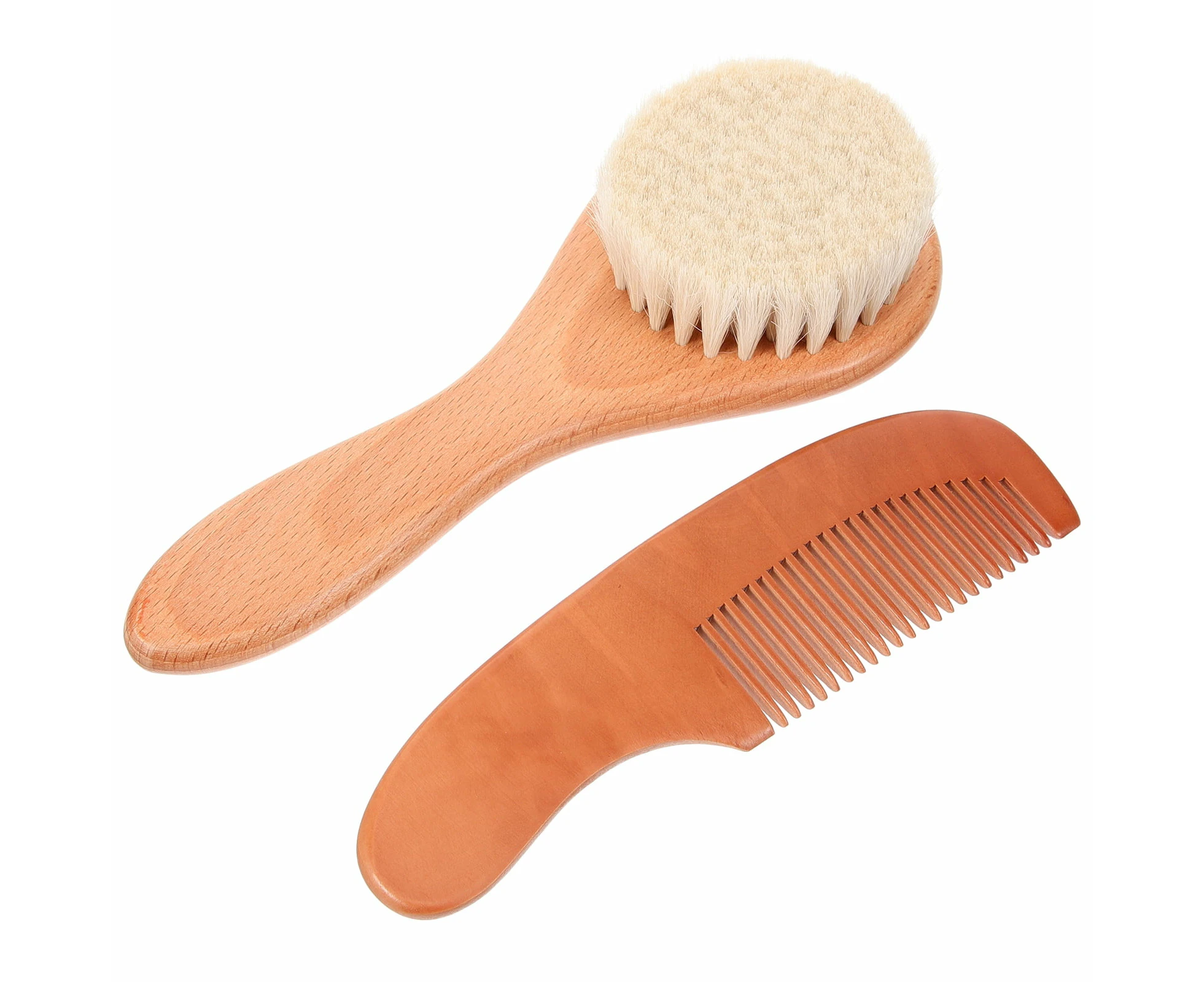 Baby Wool Brush Cover Hair Care Tool Infant Bath Scrubber Newborn Round Wooden Comb Beech Bassinet Combs for