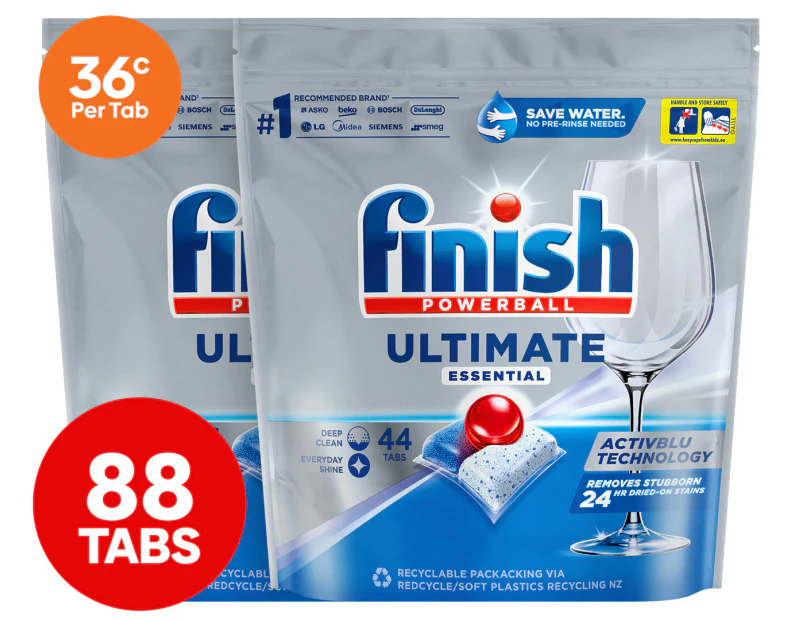 2 x 44pk Finish Ultimate Essential Dishwasher Tabs