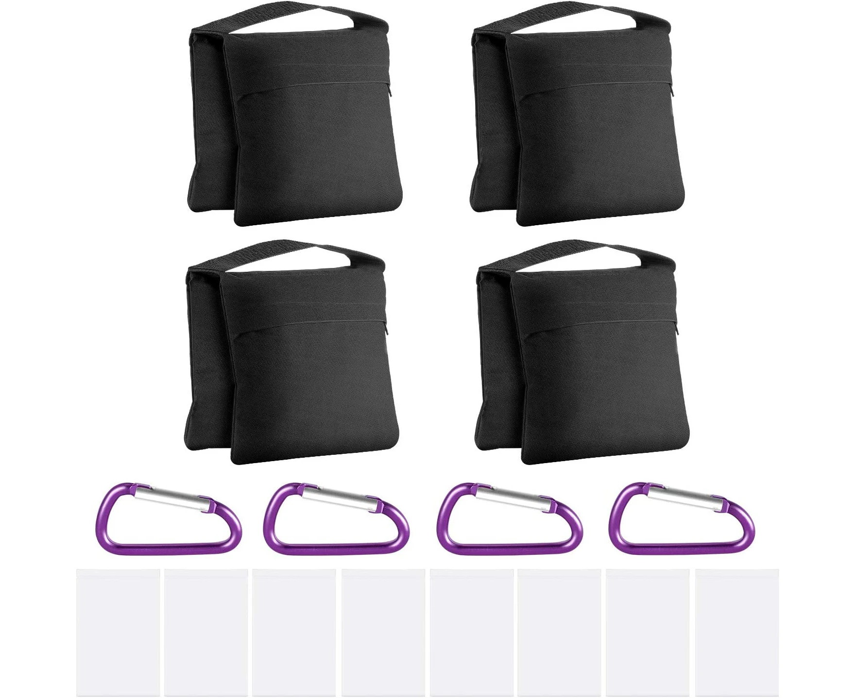 Neewer 4-Pack Photography Sandbag Sand Bags Saddlebag Design 4 Weight Bags for Photo Video Studio Stand Backyard Outdoor Patio Sports, Transparent PP Bag a