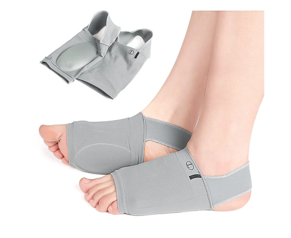 2 Pairs Arch Socks for Flatfoot Pain Relief (Grey)