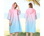 Beach Bathrobe Hooded Bath Towel Poncho Double-Sided Plush Zipper Surf Changing Bathrobe,Light Bluelatticesnap Button