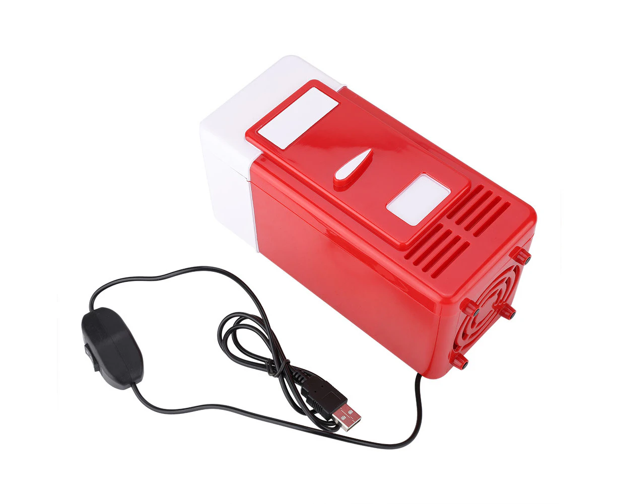 PC USB Mini Refrigerator Fridge Beverage Drink Can Cooler Warmer Red