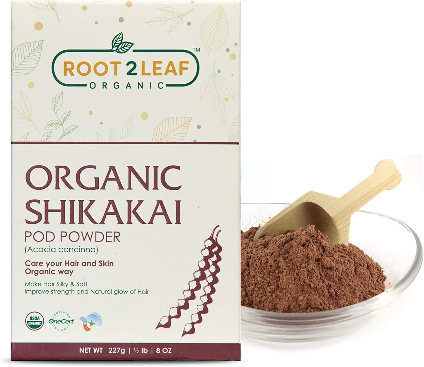 Root2Leaf Organic Shikakai Powder for Skin and Hair | Shiny Hair Growth with Anti-Dandruff Treatment | Pure Acacia Concinna Care your Hair and Skin Organic