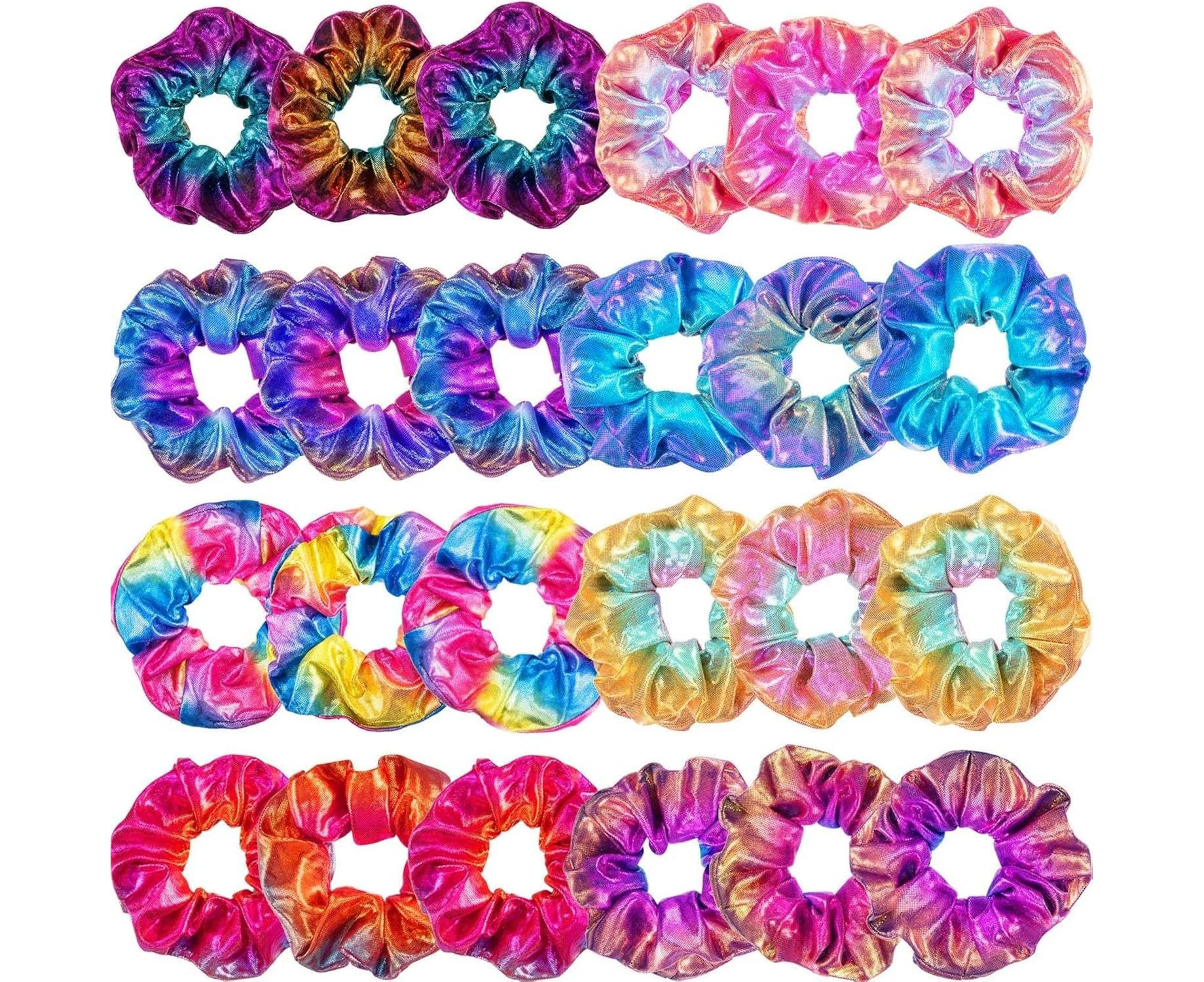 24 Pieces Shiny Metallic Scrunchies Hair Scrunchies Elastic Hair Bands Scrunchy Hair Ties Ropes for Women or Girls Hair Accessories, Large