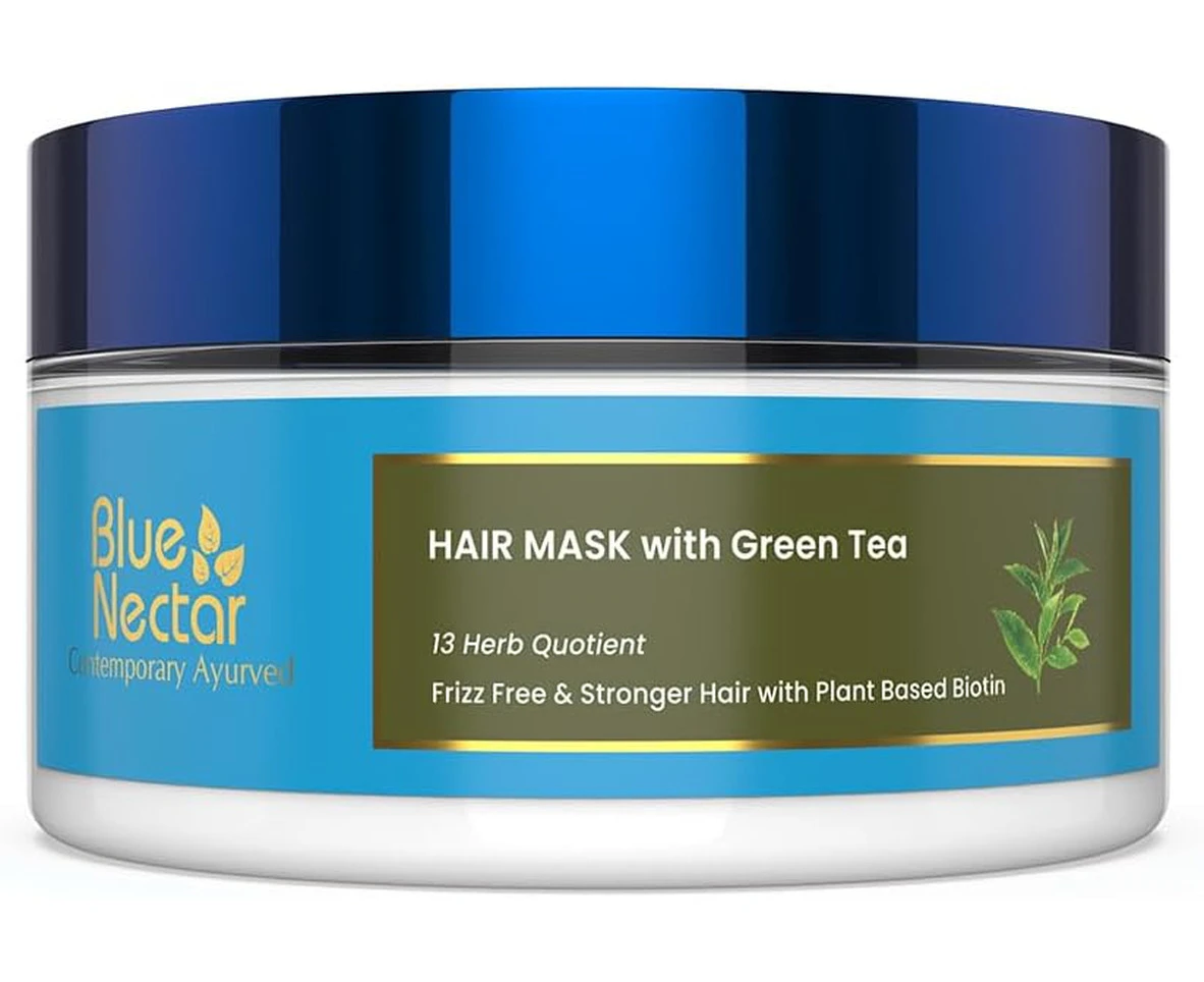 Blue Nectar Anti Frizz Hair Mask for Dry & Frizzy Hair | Enriched with Natural Biotin for Hair Growth (13 herbs, 200g)