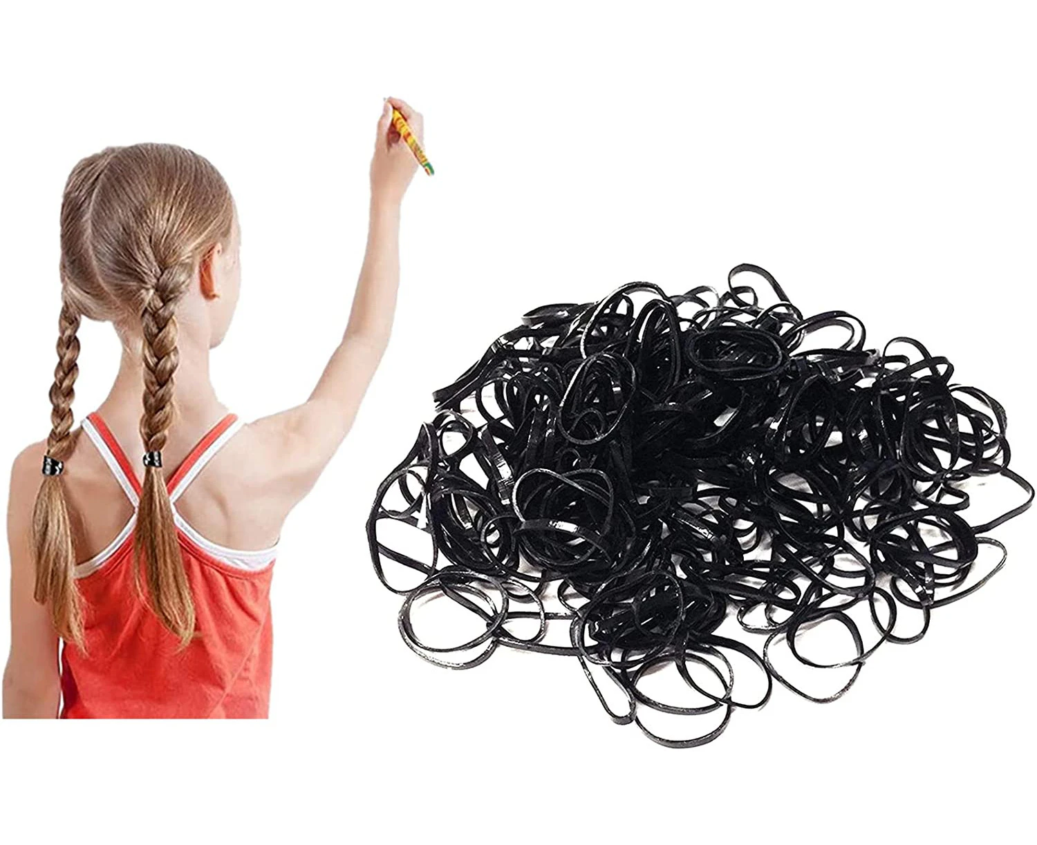 100PCS Toddler Elastic Hair Ties Proxima Direct Small Mini Black Rubber Bands Elastic Hair Accessories Elastic Bands for Kids Baby Girls women Ponytails Ha