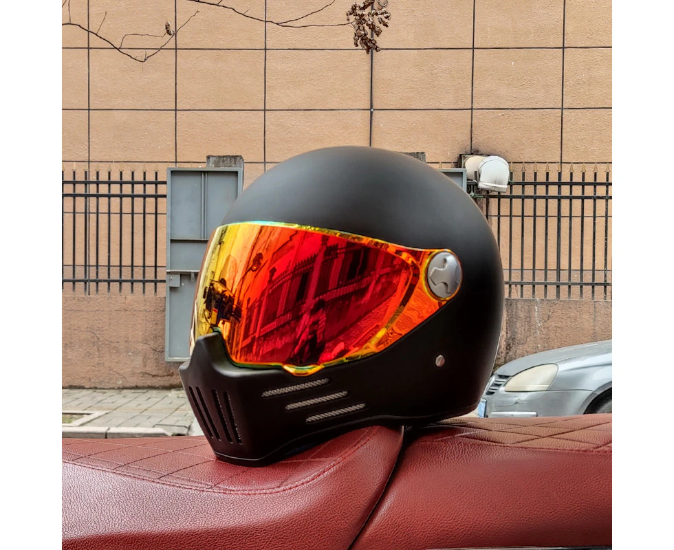 (xxL14)Retro motorcycle helmet ABS Light cruiser full coverage helmet for men and women