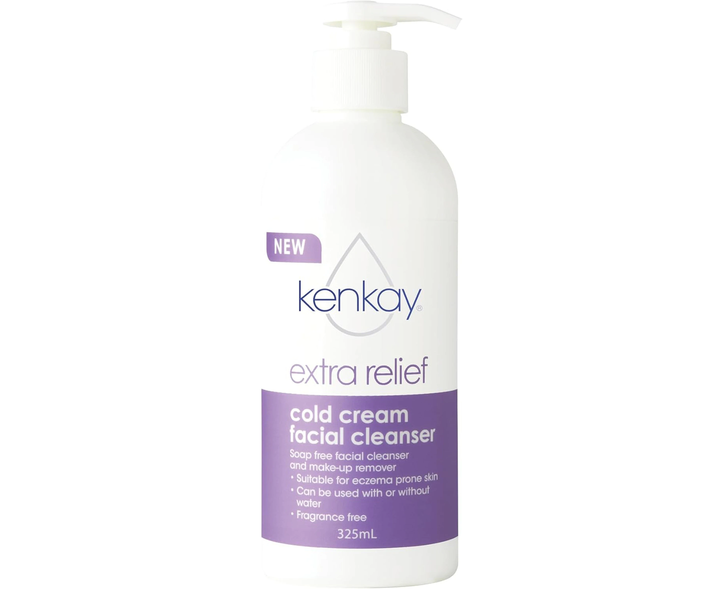 Kenkay Extra Relief Cold Cream Facial Cleanser - 325ml Pump Bottle | Gentle Soap-Free Cleansing for Dry, Eczema-Prone Skin