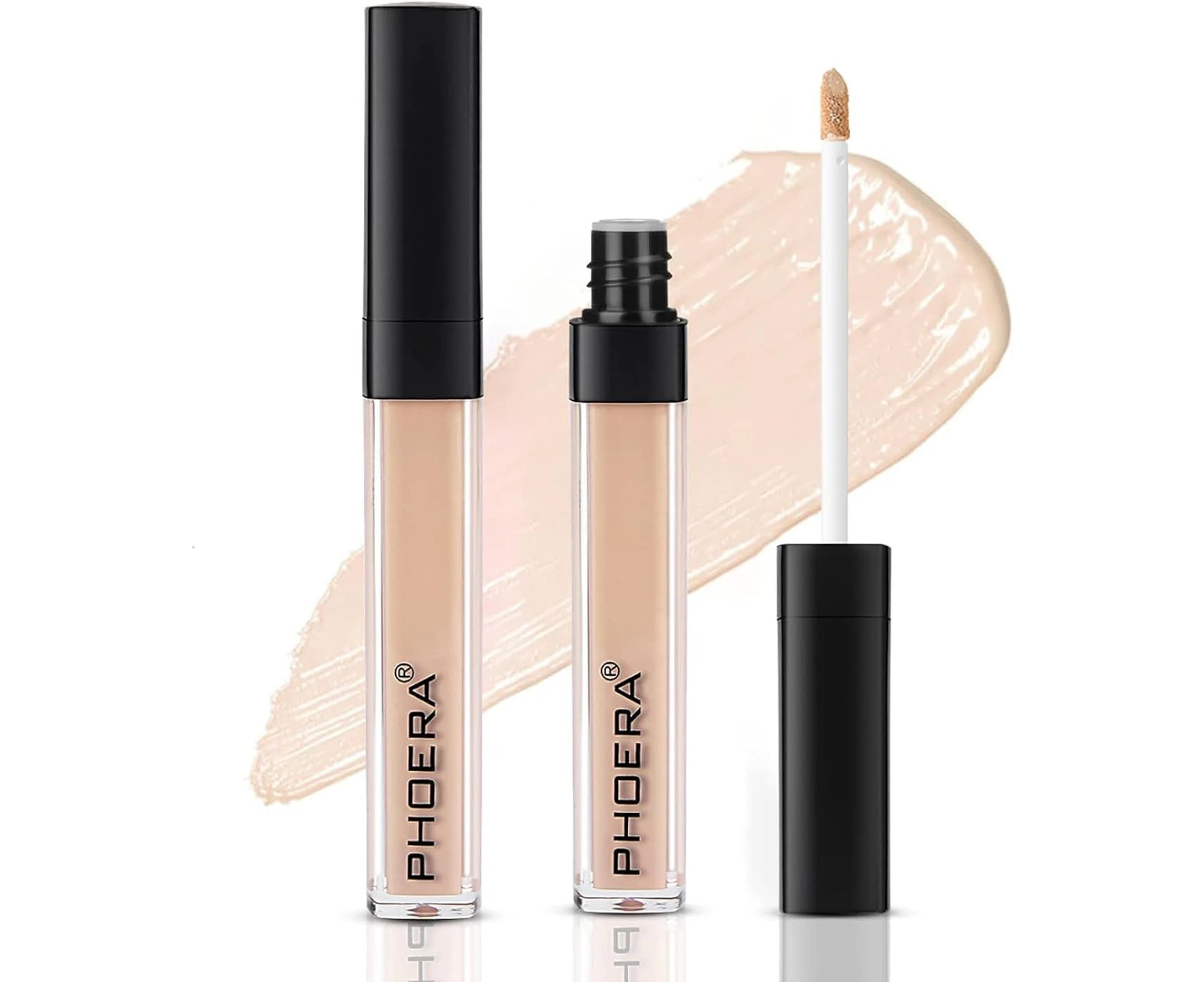 PHOERA Full Coverage Liquid Concealer 1 Count, Moisturizer HD High Definition Foundation, 24HR for Dark Circles (102#NEUTRAL, 27g)