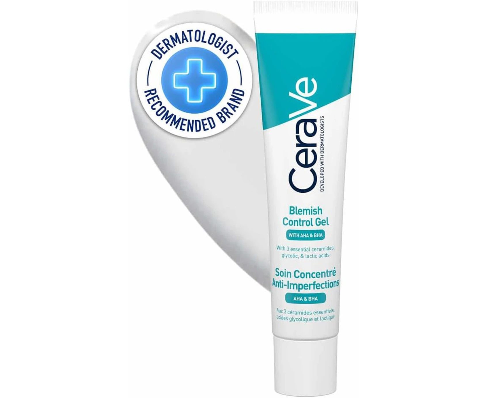 CeraVe Blemish Control Gel For Blackheads, Acne- & Blemish-Prone Skin, Niacinamide + Alpha hydroxy acids (AHA) Gycolic Acid & Lactic Acids + Beta-Hydroxy A