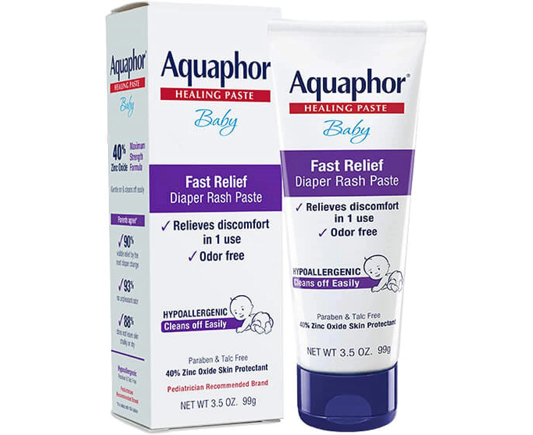 Aquaphor Baby Diaper Rash Paste - For Serious Diaper Rash and Flare-ups - 3.5 Oz. Tube