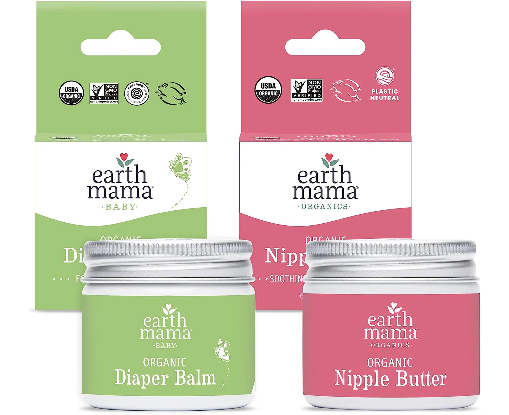 Earth Mama Angel Baby Bundle - 2 Items: 2 Ounce Natural Nipple Butter & 2 Ounce Angel Baby Bottom Balm