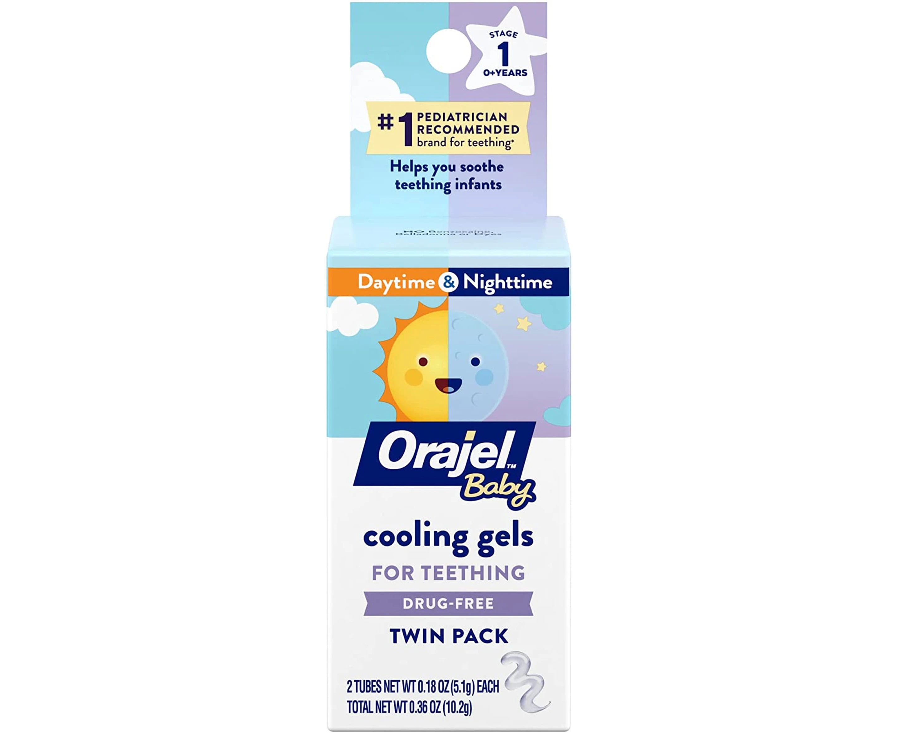 Orajel Baby Daytime and Nighttime Non-Medicated Cooling Gels for Teething, 2 tubes, 0.18 oz each