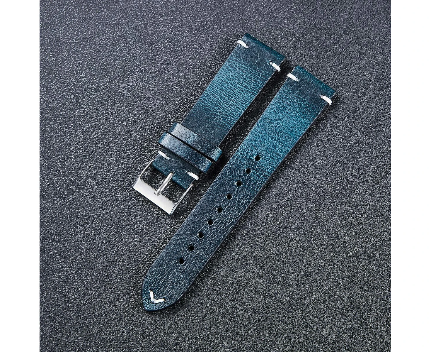 Vintage Oiled Leather Watch Straps Compatible with the Tommy Hilfiger 22mm Range - Blue