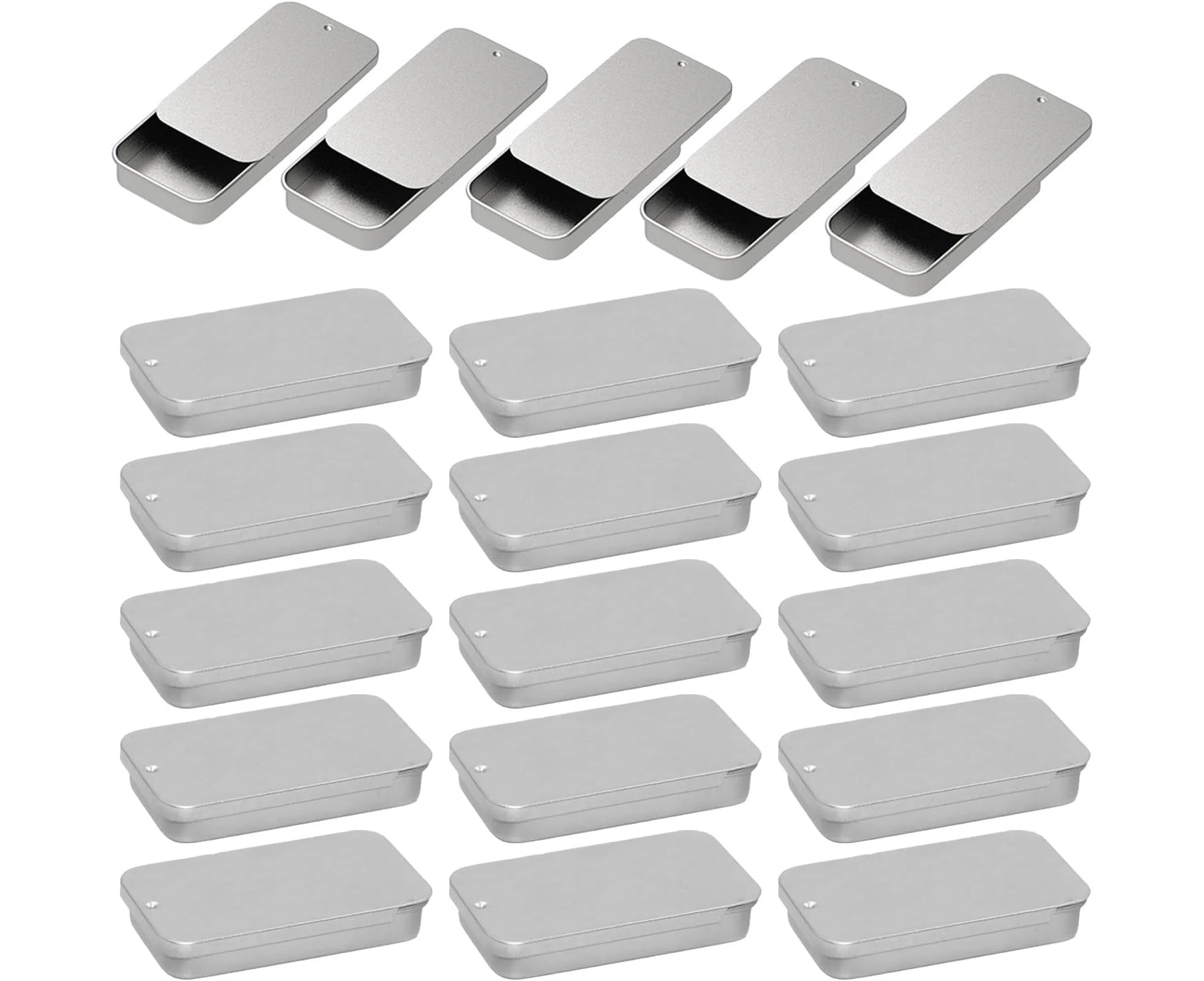 Paifeancodill Metal Slide Top Tin Containers, 20 Pcs Mini Portable Box Containers Small Empty Storage Tins, Metal Tins Box Empty Storage Organizer Tins wit