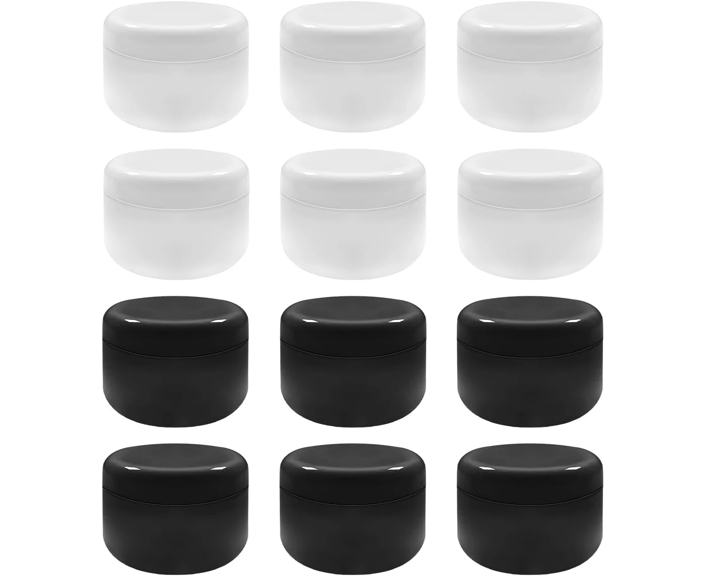 Cosmetic Jars, 12 Pcs 20 Gram BPA Free Refillable Makeup Sample Empty Containers with Lids for Make Up, Paint, Jewelry, Travel (6 White 6 Black)