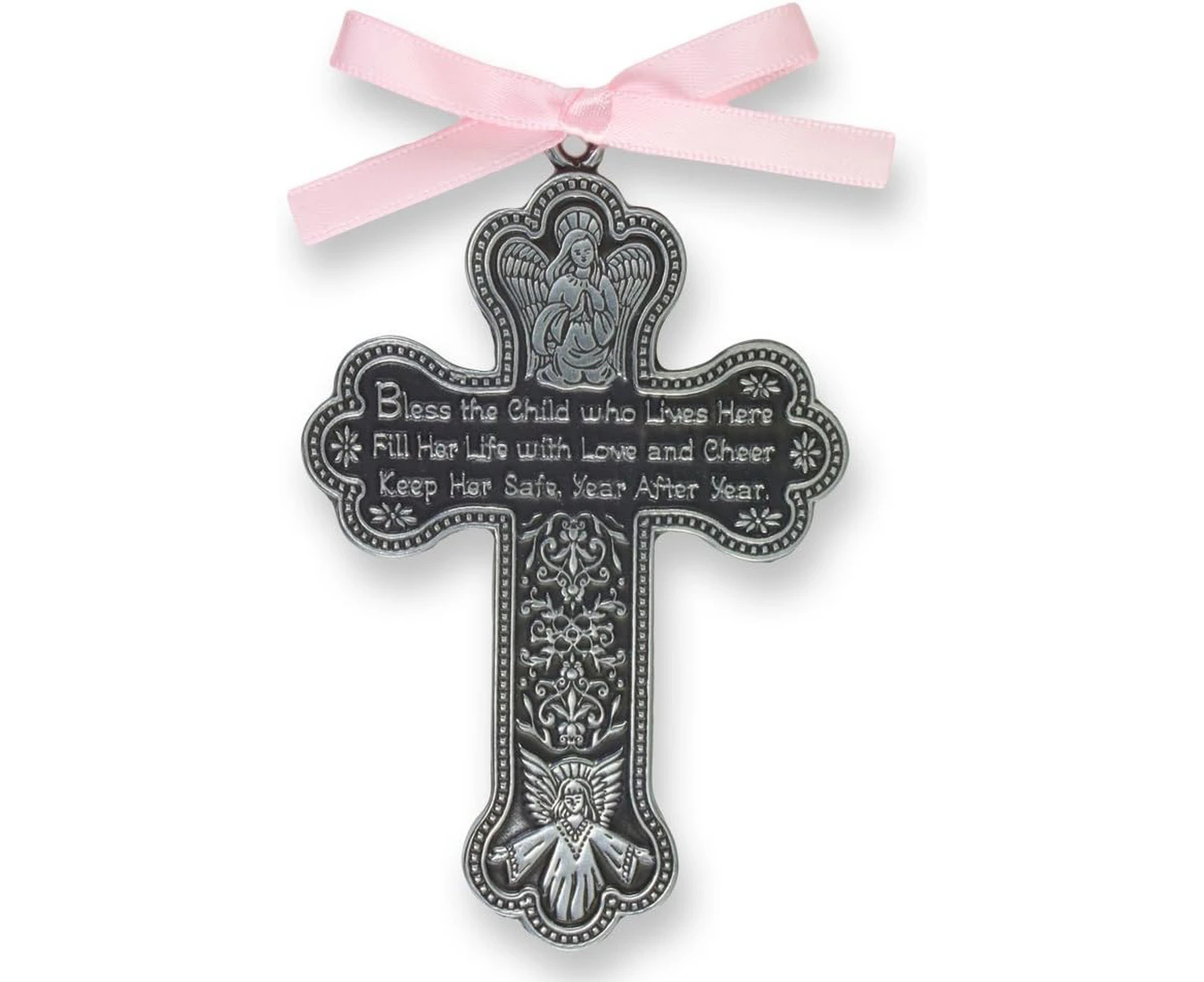 Cathedral Art CM7 Baby Girl Cross Crib Medal, 3-Inch High, Metal