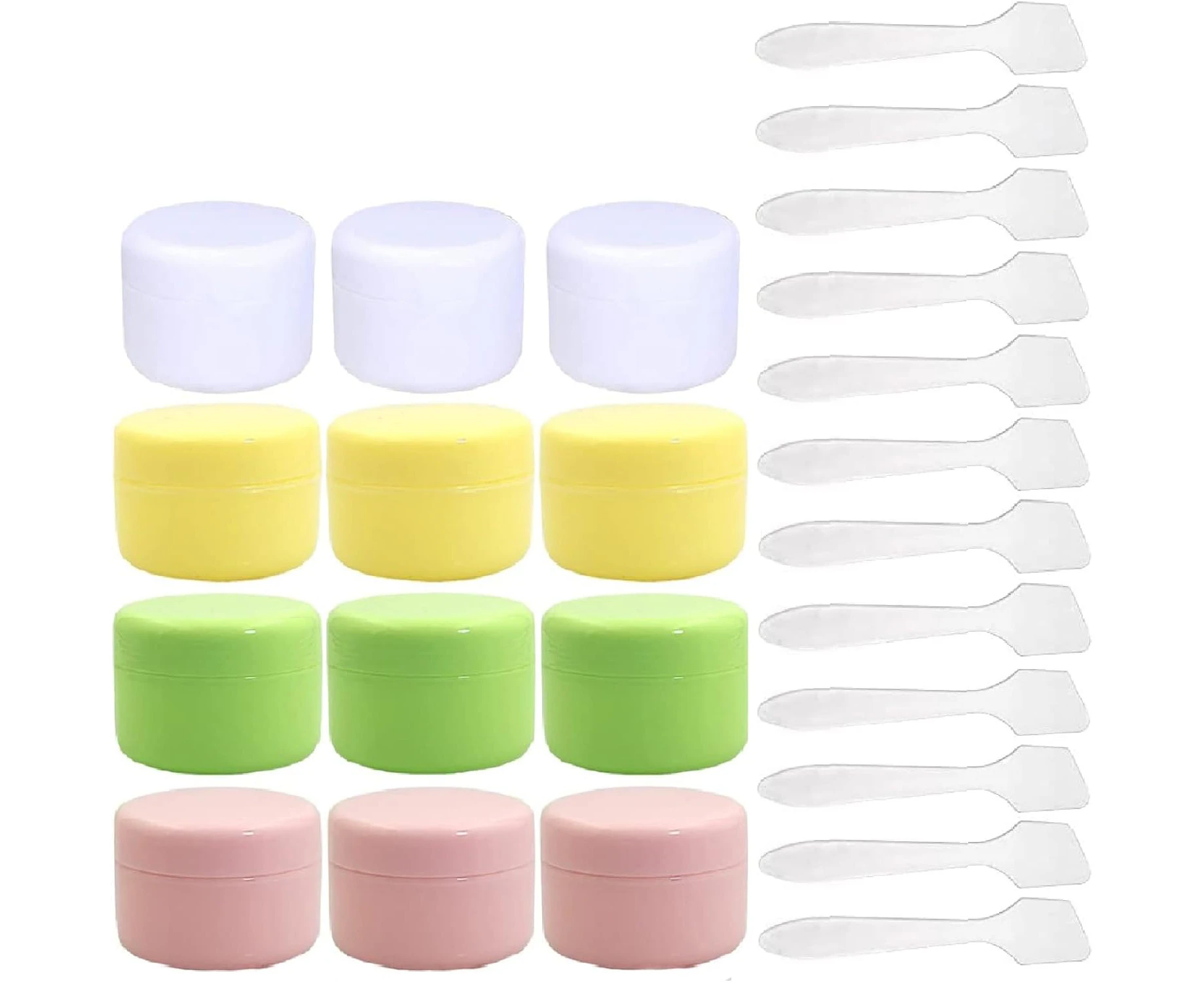 12 PCS 10ml Mini Plastic Travel Container,Makeup Sample Jars,Refillable Small Empty Leakproof Lotion Cosmetic Container Jars with Lids for Lotions, Cream,