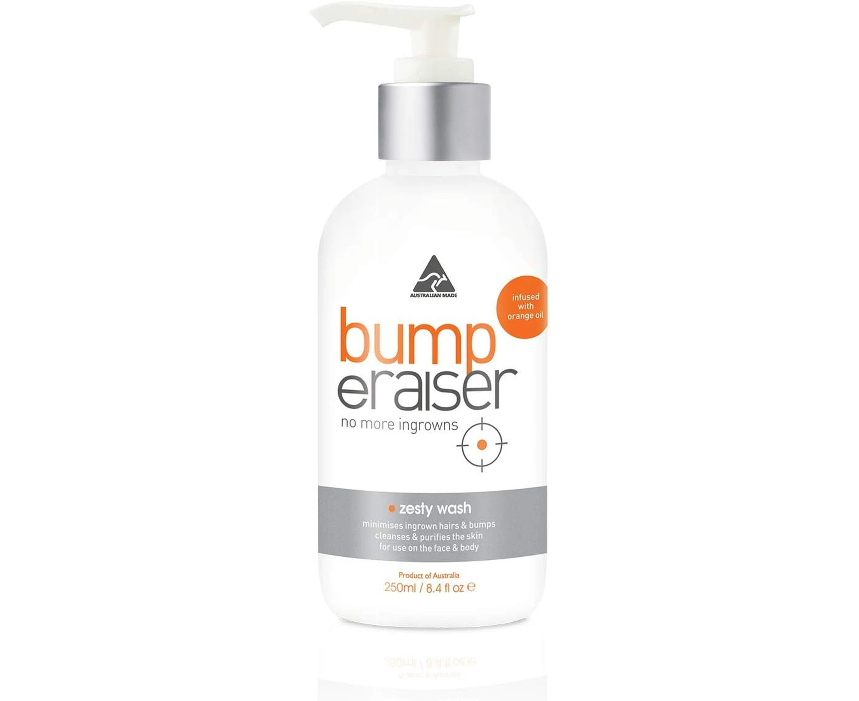 Bump Eraiser Zesty Wash 250 ml for Body and Face Ingrown Hair Treatment, Razor Bumps, Razor Burns and Hair Growth Prevention