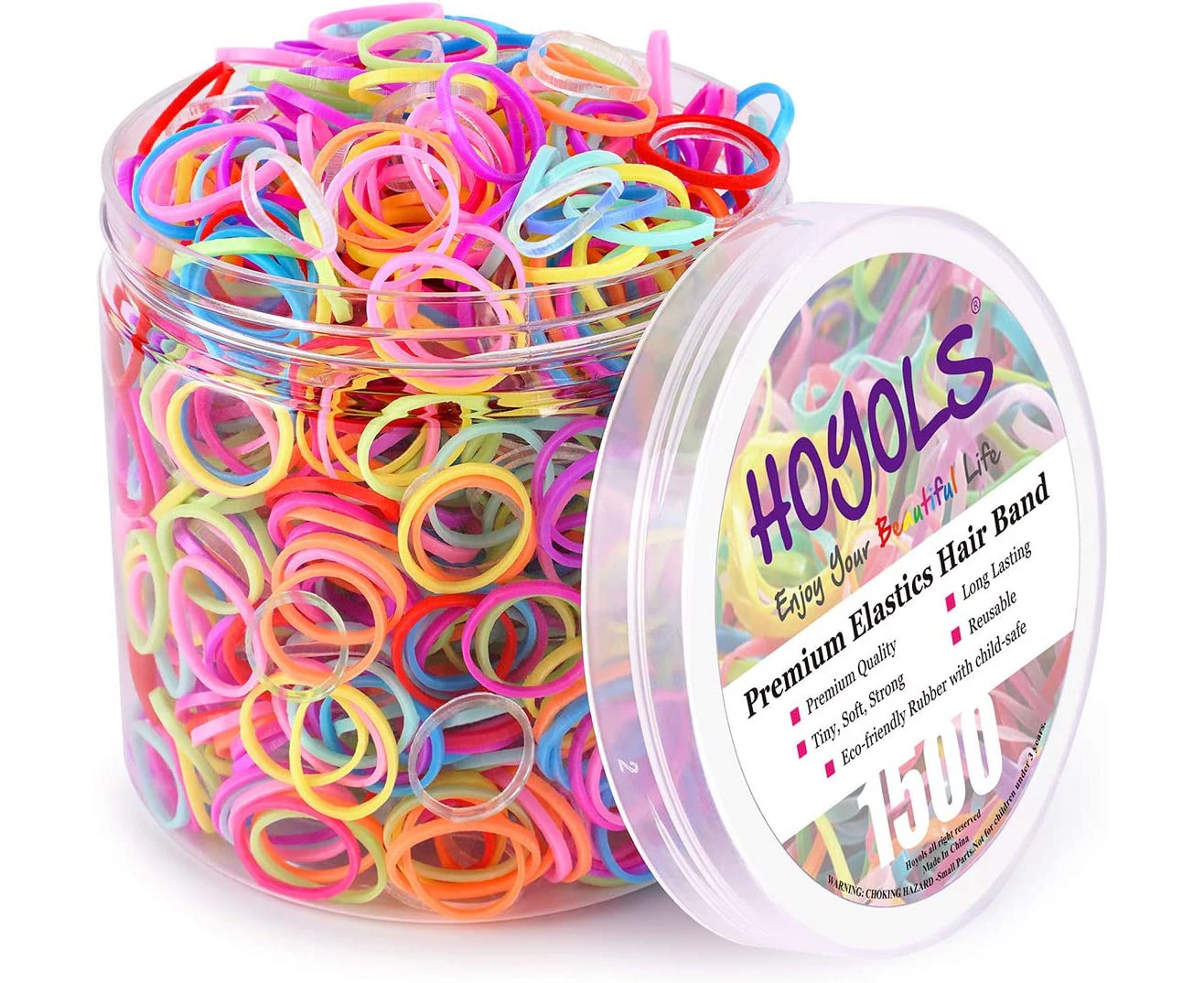 Small Elastics Hair Ties 10 Colored Mini Rubber Bands for Hair Ponytail Holders Hairband for Girl 1500 pcs by HOYOLS