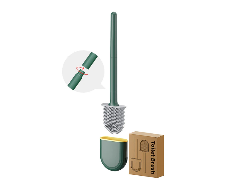 Wall Mounted Non Perforated Toilet Brush No Dead Angle Toilet Cleaning Brush Household Detachable Rod Toilet Brush,Midnight Greenleachate