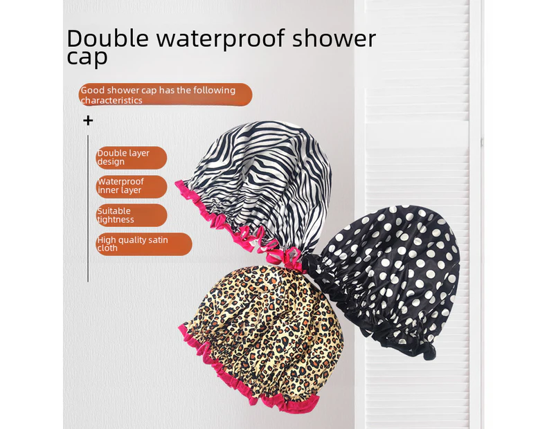 Double-Layer Colored Shower Cap Waterproof Padded Cap Printed Bathroom Cap Daily Necessities,Diameter 28Cmred Sun