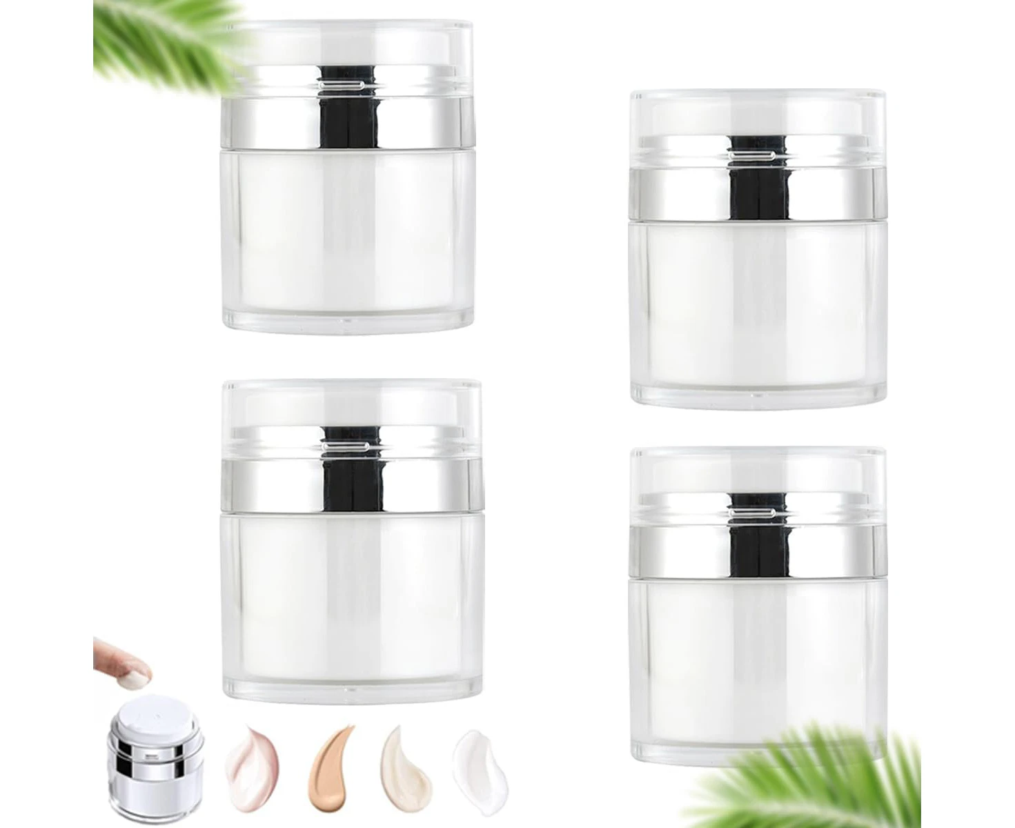 4 pcs Airless Pump Jars Cream Jar Vacuum Bottle,30ml Moisturiser Container,Refillable Travel Cream Bottle Portable Cosmetic Container (30ml, Pressing Style