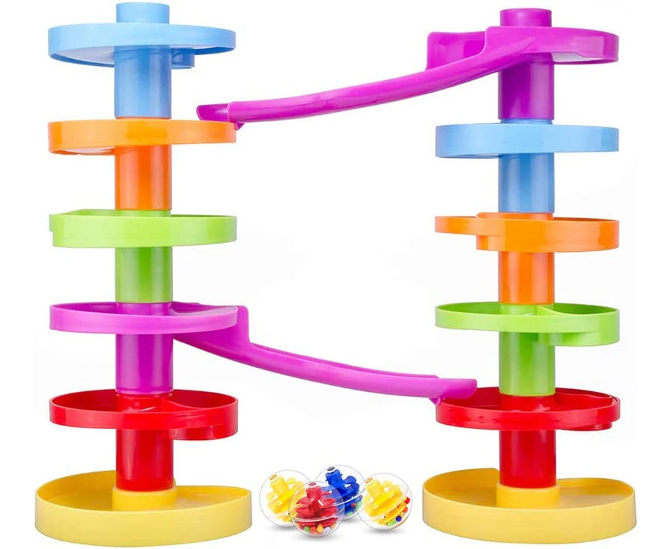 Ball Drop Educational Toy with Bridge - Advanced Spiral Swirl Ball Ramp Activity Playset for Toddlers