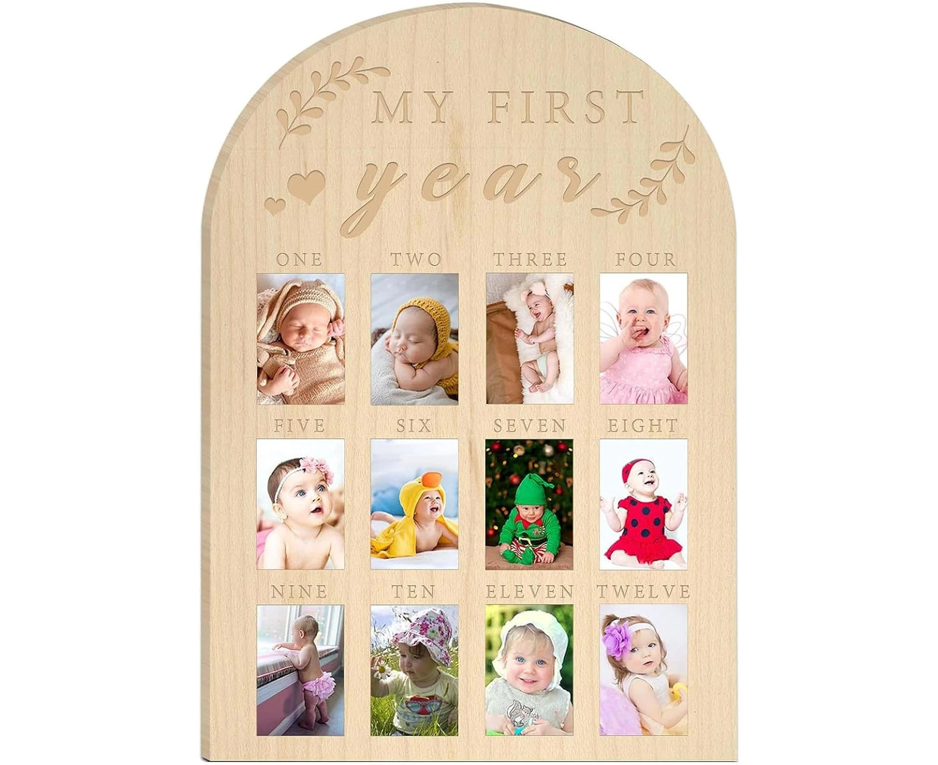 Toddler Books First Year Book | Book Photo Keepsake,Wood Board Toddler First Year Photo Frame Milestone Board for Toddler Shower Or Birthday Party Jmedic