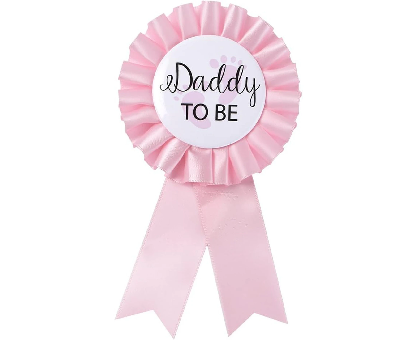 "Daddy to Be" Tinplate Badge Pin - Baby Shower Button New Dad Gifts Gender Reveals Party Baby Girl Pink Rosette Button Baby Celebration (Light Pink)