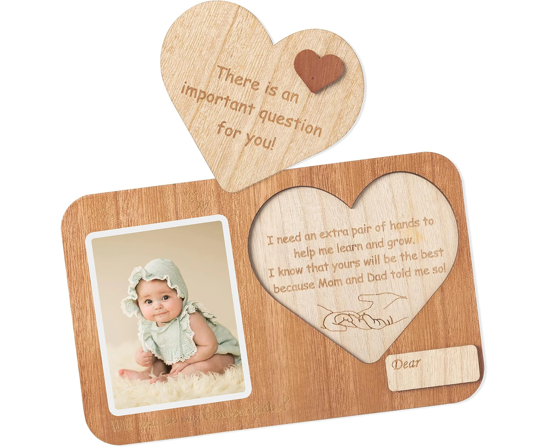 Luiqs Vens Godparents Proposal Gift Picture Frame, Will You Be My Godparents Photo Frames Announcement Gift from Godchild, Wooden God Parents Ideas Baptism