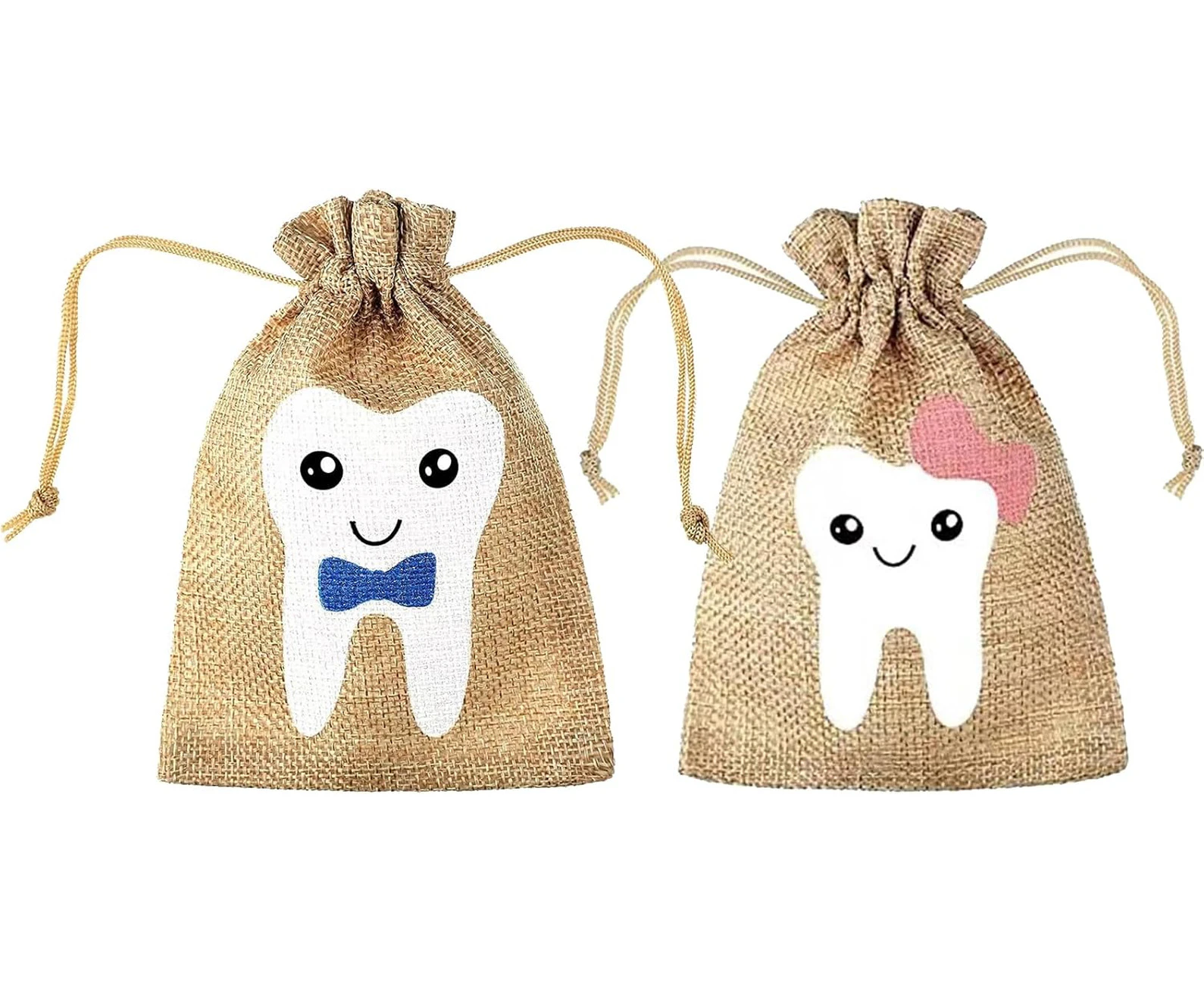 2 Pcs Baby Tooth Box Tooth Keepsake Box, Tooth Fairy Box for Girls, Tooth Fairy Bag Boy Tooth Fairy Pouch Teeth Storage for Kids Tooth Fairy Gifts (Girl an