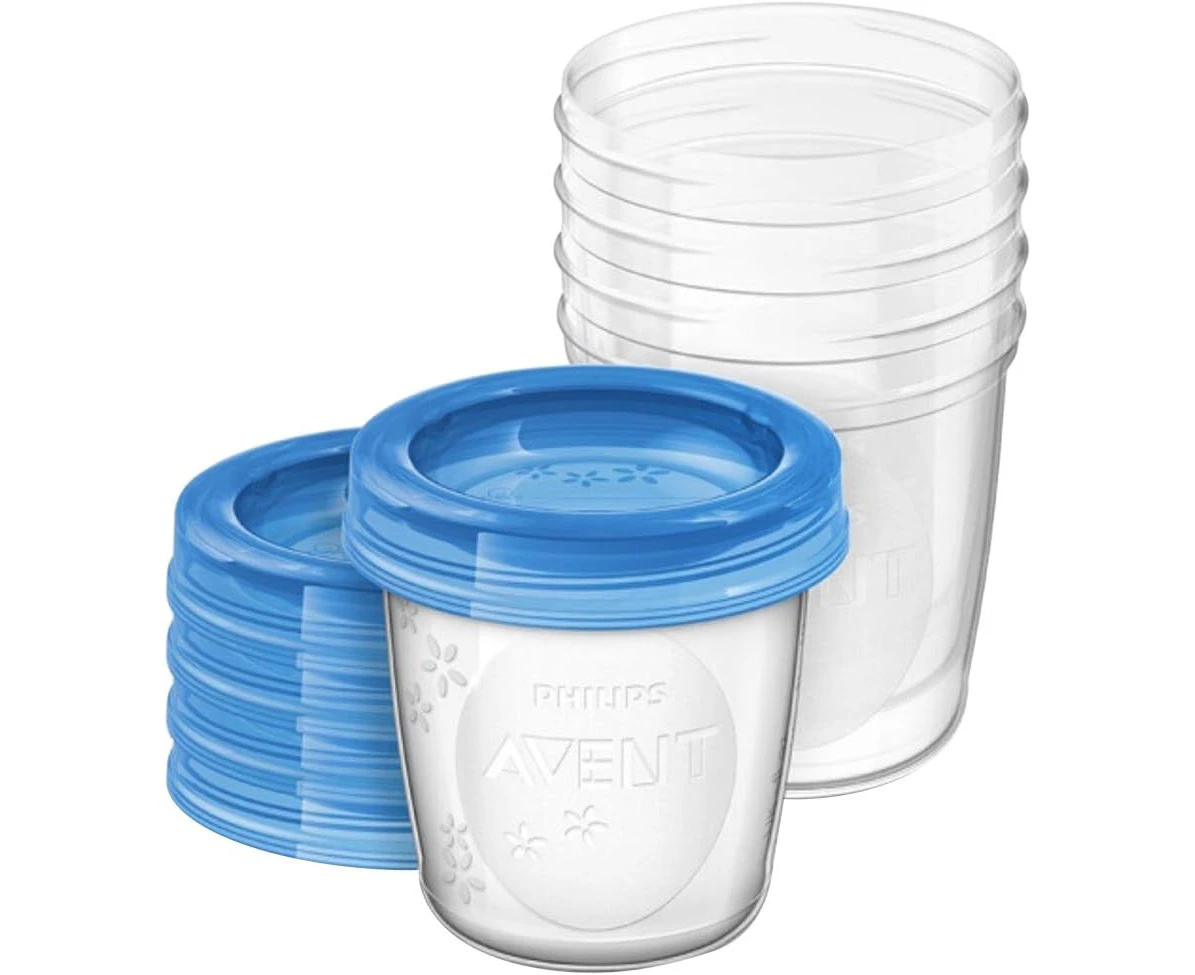 Philips Avent Breast Milk Storage Cups with Lids, 180 ml Capacity (Pack of 5), SCF619/05