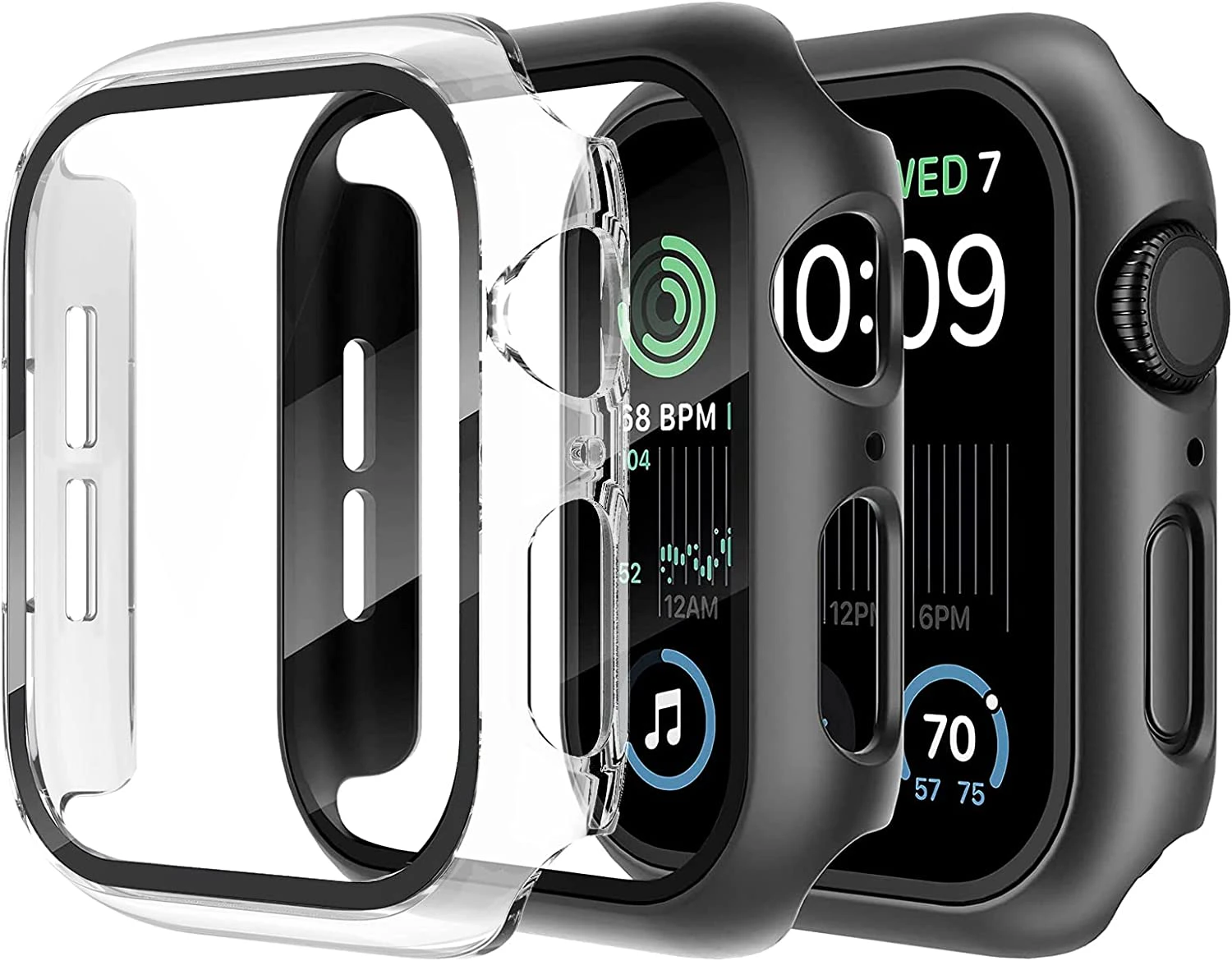 (2 Pack) T Tersely Case Compatible with Apple Watch SE 2022 Series 6 Series 5 Series 4-44mm, Built-in Thin HD Tempered Glass Screen Protector Overall Cover