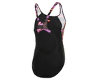 Speedo Girls' Hyperboom Splice Muscleback One-Piece Swimsuit - Black/Coral Sands